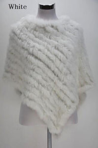 Women's Knitted Poncho Real Rabbit Fur Fashion Style Winter Autumn Warm Fur Shawl Ladies Top Quality Cape S1071S