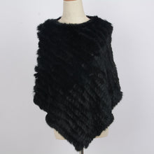 Load image into Gallery viewer, Women&#39;s Knitted Poncho Real Rabbit Fur Fashion Style Winter Autumn Warm Fur Shawl Ladies Top Quality Cape S1071S