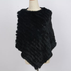 Women's Knitted Poncho Real Rabbit Fur Fashion Style Winter Autumn Warm Fur Shawl Ladies Top Quality Cape S1071S