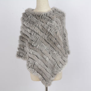 Women's Knitted Poncho Real Rabbit Fur Fashion Style Winter Autumn Warm Fur Shawl Ladies Top Quality Cape S1071S