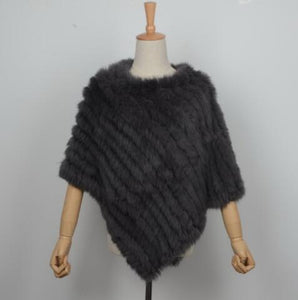 Women's Knitted Poncho Real Rabbit Fur Fashion Style Winter Autumn Warm Fur Shawl Ladies Top Quality Cape S1071S