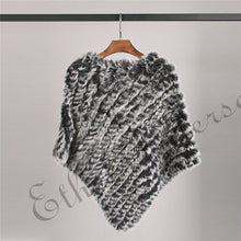 Load image into Gallery viewer, ETHEL ANDERSON Real Fur Knitted Rabbit Fur Poncho Vest Vest Fashion Wrap Coat Vtg Shawl Lady Natural Fur Wedding Party Wholesale