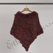 Load image into Gallery viewer, ETHEL ANDERSON Real Fur Knitted Rabbit Fur Poncho Vest Vest Fashion Wrap Coat Vtg Shawl Lady Natural Fur Wedding Party Wholesale