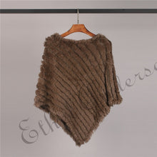 Load image into Gallery viewer, ETHEL ANDERSON Real Fur Knitted Rabbit Fur Poncho Vest Vest Fashion Wrap Coat Vtg Shawl Lady Natural Fur Wedding Party Wholesale