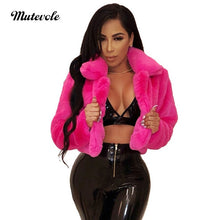 Load image into Gallery viewer, Mutevole Winter Warm Fluffy Faux Fur Coats Jackets Women Furry Fake Fur Cropped Jacket Turn Down Collar Open Front Overcoat