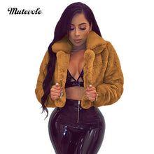 Load image into Gallery viewer, Mutevole Winter Warm Fluffy Faux Fur Coats Jackets Women Furry Fake Fur Cropped Jacket Turn Down Collar Open Front Overcoat