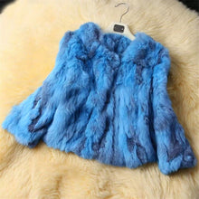 Load image into Gallery viewer, Ethel Anderson Real Rabbit Fur Coat Women&#39;s Floral Jacket 3/4 Sleeve Outwear