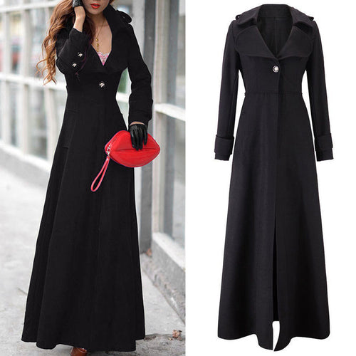 coats women fashion Winter Lapel Slim Long Parka Overcoat Windbreaker Button coats women 2018Oct12