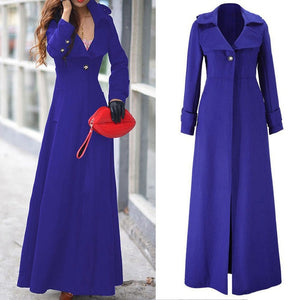 coats women fashion Winter Lapel Slim Long Parka Overcoat Windbreaker Button coats women 2018Oct12