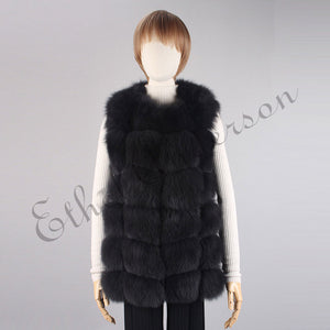 100% Imported Finland Real Fox Fur Vest Natural Whole Fox Fur Vest Gilet Women Standard Covered Jackets Coat Plus Size 3XL