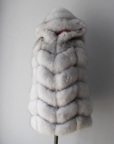 Linhaoshengyue 2017   70cm Real fox fur coat  women Vest winter warm  fashion vest freeshipping
