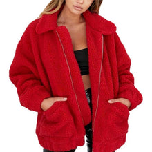 Load image into Gallery viewer, Elegant Faux Fur Coat Women 2019 Autumn Winter Thick Warm Soft Fleece Jacket Pocket Zipper Outerwear Overcoat Bear Teddy coat