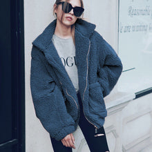 Load image into Gallery viewer, Elegant Faux Fur Coat Women 2019 Autumn Winter Thick Warm Soft Fleece Jacket Pocket Zipper Outerwear Overcoat Bear Teddy coat