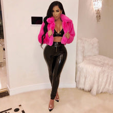 Load image into Gallery viewer, BOOFEENAA Fashion Lime Green Short Faux Fur Coat Winter Neon Fluorescent Warm Cardigan Cropped Jacket Fluffy Teddy Coats C48AH36