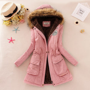 Adogirl Plus Size S-3XL Women Hooded Parkas with Faux Fur Warm Winter Wool Blends Jacket Cotton Coat Thick Casual Outerwear
