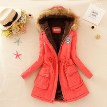 Load image into Gallery viewer, Adogirl Plus Size S-3XL Women Hooded Parkas with Faux Fur Warm Winter Wool Blends Jacket Cotton Coat Thick Casual Outerwear
