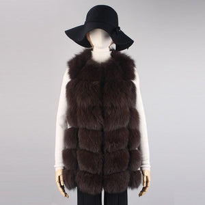 100% Imported Finland Real Fox Fur Vest Natural Whole Fox Fur Vest Gilet Women Standard Covered Jackets Coat Plus Size 3XL