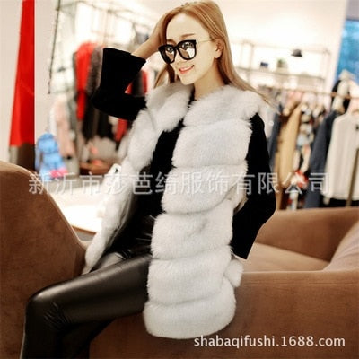 Fashion faux fur vest coat Women Casual street wear Fox Fur Jacket Waistcoat 2019 Plus size 3XL Sleeveless teddy coat feamle