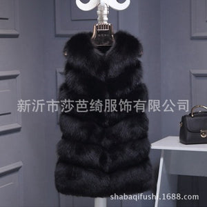 Fashion faux fur vest coat Women Casual street wear Fox Fur Jacket Waistcoat 2019 Plus size 3XL Sleeveless teddy coat feamle