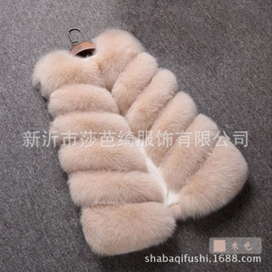 Fashion faux fur vest coat Women Casual street wear Fox Fur Jacket Waistcoat 2019 Plus size 3XL Sleeveless teddy coat feamle
