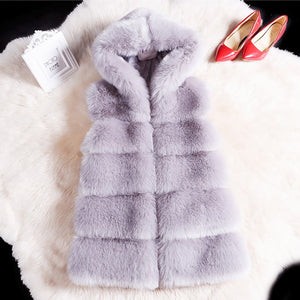 ALABIFU Faux Fur Coat Women 2019 Casual Hoodies Warm Slim Sleeveless Faux Fox Fur Vest Winter Jacket Coat Women casaco feminino