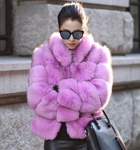 ZADORIN 2019 New Winter Coat Women Faux Fox Fur Coat Plus Size Women Stand Collar Long Sleeve Faux Fur Jacket Fur gilet fourrure