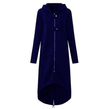 Load image into Gallery viewer, CROPKOP Fashion Long Sleeve Hooded Trench Coat 2018 Autumn Black Zipper Plus Size 5XL Velvet Long Coat Women Overcoat Clothes