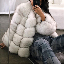 Load image into Gallery viewer, 2018 new winter imported fox fur coat female temperament warm womens plus size fashions faux fur coat coat