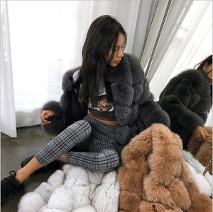 2018 new winter imported fox fur coat female temperament warm womens plus size fashions faux fur coat coat